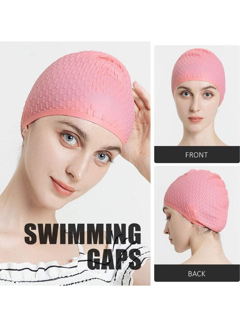 كونكويست قبعة سباحة، مقاومة للماء من السيليكون قبعة سباحة مطاطية كبيرة بقوة مرنة تمتد بحرية لمعدات السباحة (بينك) _ قبعة سليكون-كاب سباحه - Image 3